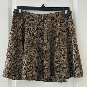 Zebra Print A-Line Button-Front Mini Skirt